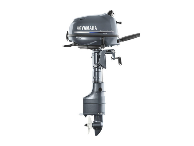A Yamaha outboard boat engine shown from the front with the propeller below.